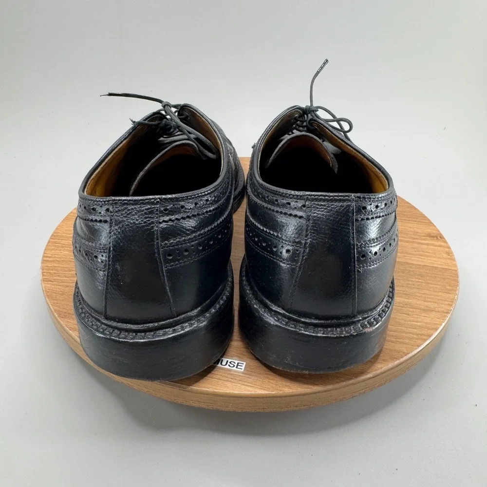 Vintage Wingtip Oxford Shoes 10.5 E Black Leather Brogue Derby Dark Academia